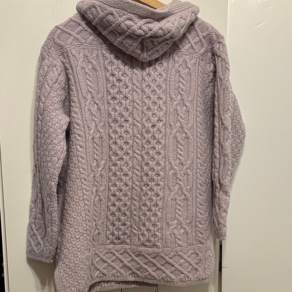 Irish Wool Lavender Cable Knit Hoodie - L - Picture 7 of 8